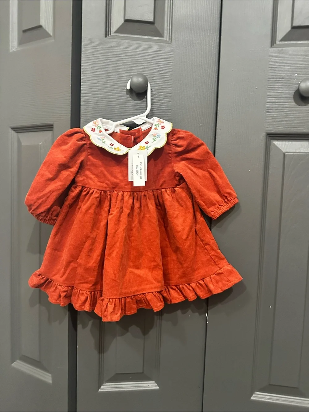 NWT baby Corduroy Dress with Embroidered Peter Pan Collar